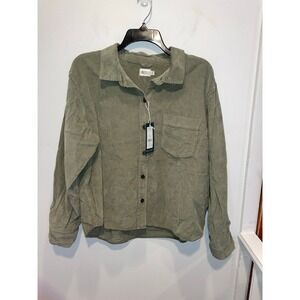 Alpine Design‎ Women's Corduroy Button Up Organic Cotton Olive Haze Large NWT
